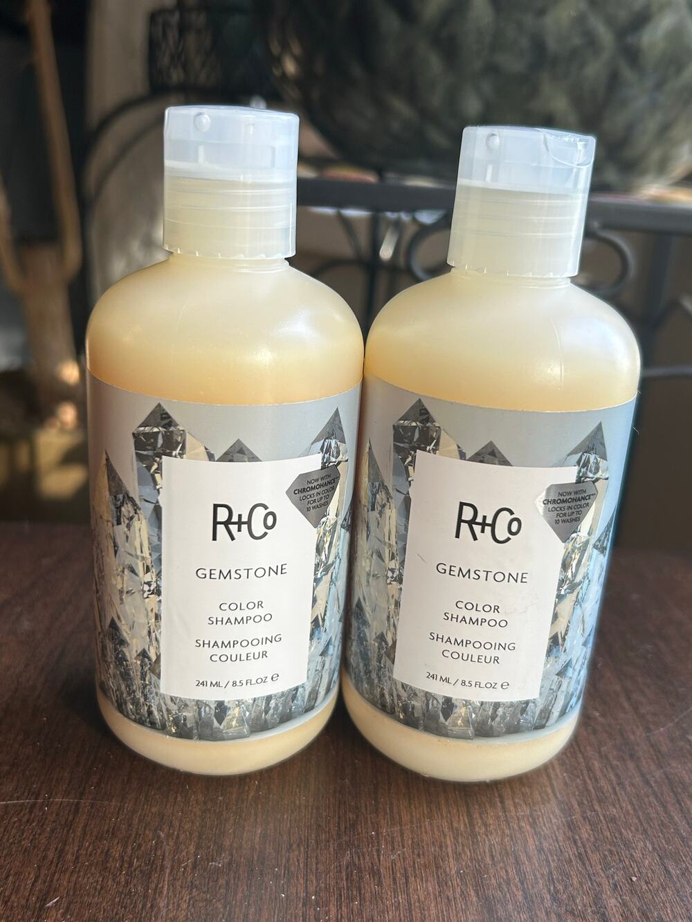2 8.5 fl oz / 251 mL bottles of R+Co Gemstone Color Shampoo
